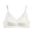 thumbnail image 3 of Bxsruta Wirefree Lace Bralette for Women Comfort Lightly Padded Wireless Bra Seamless Thin Straps V Neck, 3 of 8