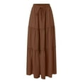 thumbnail image 5 of RUTAYY Women Summer Layered Skirt With Ruffle Trim High Waist Elastic Lace Skirt Ruffle Solid Color Flowy Swing Skirts, 5 of 5