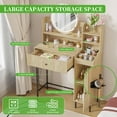 thumbnail image 4 of Furtivusia Makeup Vanity Desk with Mirror and Lights, Makeup Table with Charging Station and Drawer, Modern Vanity Table for Bedroom, Wood Color, 4 of 10