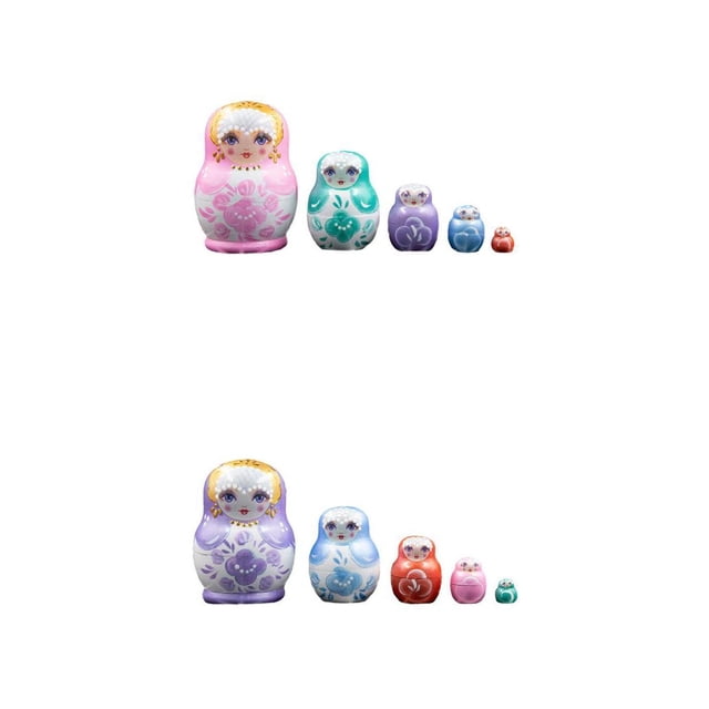 10 Uds. pintada a mano, muñecas Matryoshka, deseos de juguete Rosado morado Hugo muñeca rusa de anidación