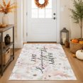 thumbnail image 5 of Happy Thanksgiving Day Washable Area Rug 3 x 5 ft Rustic Minimalist Pink Green Pumpkin Leaf Soft Non‑Slip Rugs Stain Repellent Indoor Mats for Entry Foyer, Apartment Living Corner Dining Nook, 5 of 9