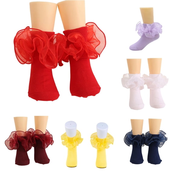Lace Slim Pure Color Combed Edge for Children Girls Style Student Dance 6 18 Sock for Girls Over 10 years