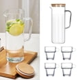 thumbnail image 3 of Jarra de agua de 1,2 tapa, de agua fría, jarra transparente para bebidas frías y caliente hervidor de agua fría resistente al calor, p tapa de madera Baoblaze Jarra de jugo, 3 of 8