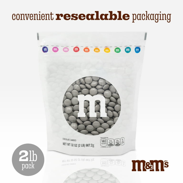 M&M'S World Silver Milk Chocolate Candy 2lb Bag for Celebrations