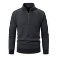 thumbnail image 4 of RYDCOT Mens Half Zip Fall and Winter Solid Color Fashionable Casual Stand up Collar Thick Sweater Dark Gray, 4 of 9