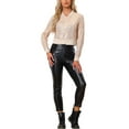 thumbnail image 2 of INSPIRE CHIC Women's Sequin Sparkle Zipper Cropped Bomber Jacket XS Apricots, 2 of 7
