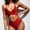 Red, variant on Womens High Waisted Bikini Set Two Piece Swimsuits V Neck Push Up Bathing Suit Belly Control Cutout Sexy Swimwear