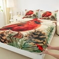 thumbnail image 3 of Manfei Xmas Cardinal Bird Queen Sheet Sets,Red Berry Grids Flat Sheet,Country Pine Cone Queen Fitted Sheet For Girl Teens,Breathable Home Decor,4pcs, 3 of 7