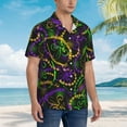 thumbnail image 3 of Balery Neon Mardi Gras Camisas hawaianas de manga corta para hombre, camisas playeras de corte holgado, camisas de vacaciones con botones,XX-Large, 3 of 7