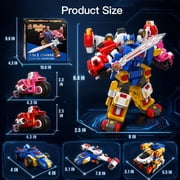 5 in 1 Transforming Robot Building Toy, Combiner Robot Action Figure Playset with Car, Motorcycle, Aircraft and Tank Modes, Gift for Boys Girls Ages 3+