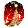 thumbnail image 5 of Christmas T-Shirts for Men Long Sleeve Star Christmas Tree Graphic Pajamas Tee Crew Neck Slim Fit Casual Fall Winter Family Xmas Gift Mens T-Shirts Red L, 5 of 5