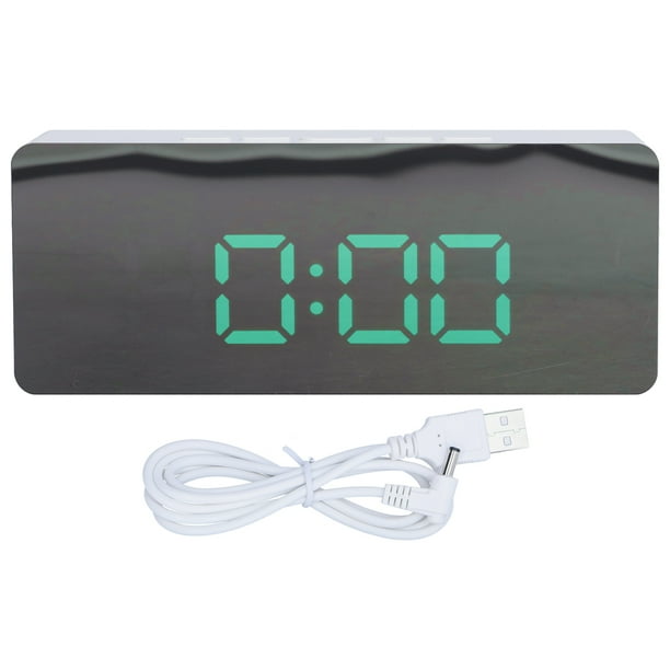 Reloj de escritorio, reloj despertador con espejo LED, reloj de escritorio, reloj despertador digital adaptado para la perfección Jadeshay A