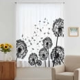 thumbnail image 2 of Dandelion Sheer Curtains 96 Inches Long for Living Room/Bedroom, Black White Modern Country Rustic Plants Rod Pocket Voile Kitchen Curtains & Drapes Window Treatment 1 Panel, 52"W x 96"L, 2 of 8