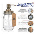 thumbnail image 2 of Jarmazing Products Classic Farmhouse Mason Jar Soap Dispenser - Brass - With 16 Ounce Ball Mason Jar, 2 of 4