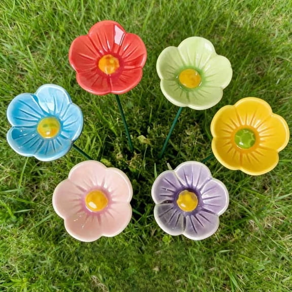 ACDANC Bee Watering Station for Garden Cups Bird Butterfly Bees Ceramic Drinking and Water Bath Feeder Cup Blossoms Flowers Shaped Design Flowers Bee Bowl Wildlife Feeding Watring Pollinator