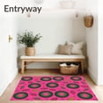 thumbnail image 3 of ODIKA 3'x5' Machine Washable Non-Slip Area Rug, Festive Nordic Wreaths and Pine Cones Christmas Trio High Traffic Rug, Pink, 731583, 3 of 7