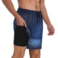 thumbnail image 3 of Picia Retro Blue Glitter pattern Mens Swim Trunks with Compression Liner Stretch Beach Shorts Quick Dry with Zipper Pockets No-Chafing Board Shorts-3X-Large, 3 of 9