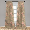 thumbnail image 2 of Floral Scene Window Curtains, Colorful Design Garden Flowers with Leaves Greenery Dreamy Print, Lightweight Decor 2-Panel Set with Rod Pocket, Pair of - 28"x84", Pale Yellow Green Coral, by Ambesonne, 2 of 3