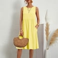 thumbnail image 2 of Summer Plus Size Sun Dresses for Womens Fashion Solid Color Casual Round-Neck Sleeveless Dress With Pocket, 2 of 9
