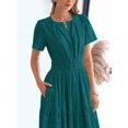 thumbnail image 5 of Malachite Green Womens Short Sleeve Maxi Dress High Waist Tiered A-Line Boho Flowy Beach Vacation Dress, 5 of 6