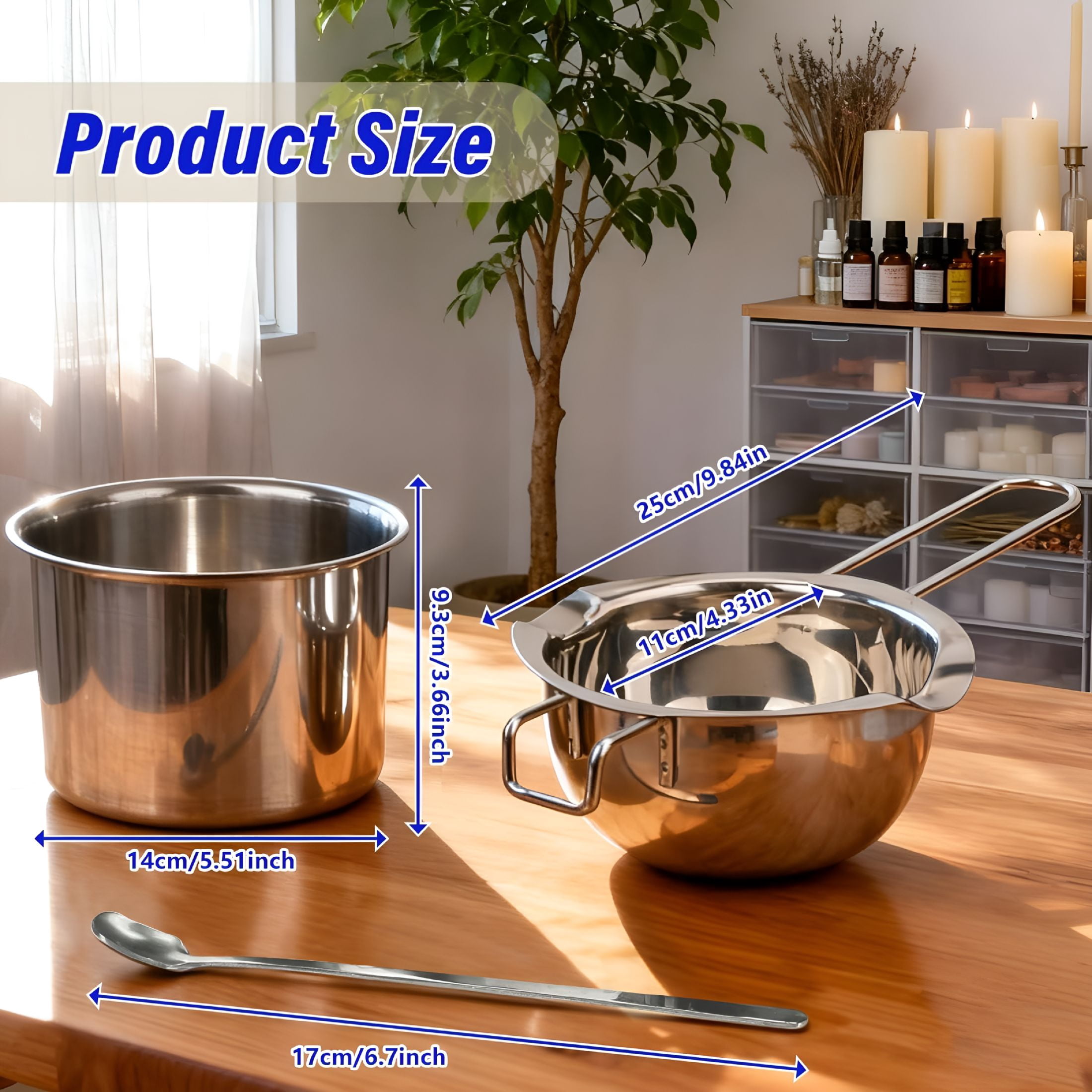 ACDANC 2026 New Double Boiler Melting Pot Set for Candle Making,3-Piece Stainless Steel Wax Melter with Pouring Pot,Ideal for Soy Wax,Beeswax,Candle Making Supplies