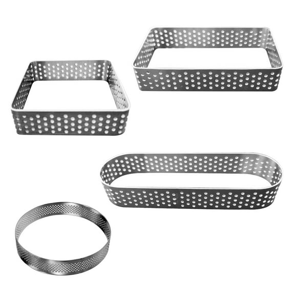 Soimiss 4Pcs Stainless Steel Cookie Mould Set Silver for Baking Mousse and Pastry