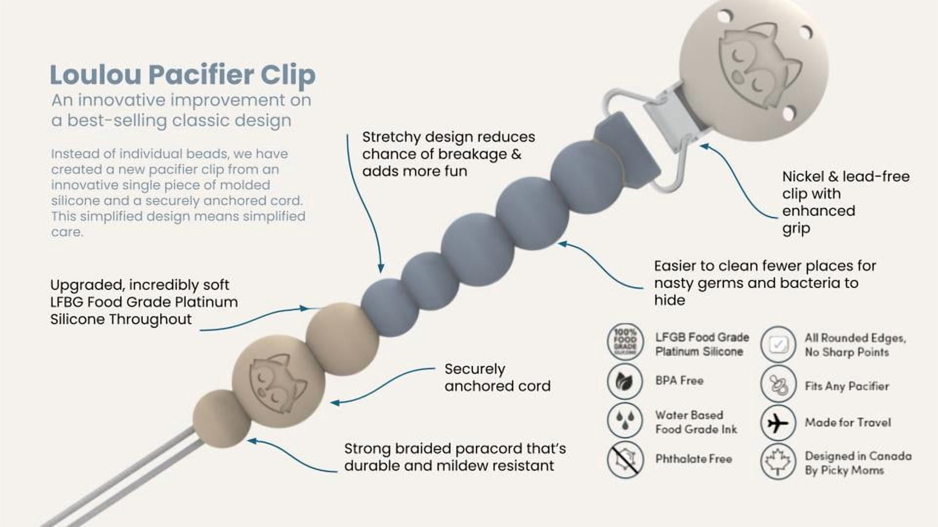 Loulou Lollipop Pacifier Clip/Teether OneC Set for Babies and Toddlers 4 Months+, Easy to Clean - Lemon