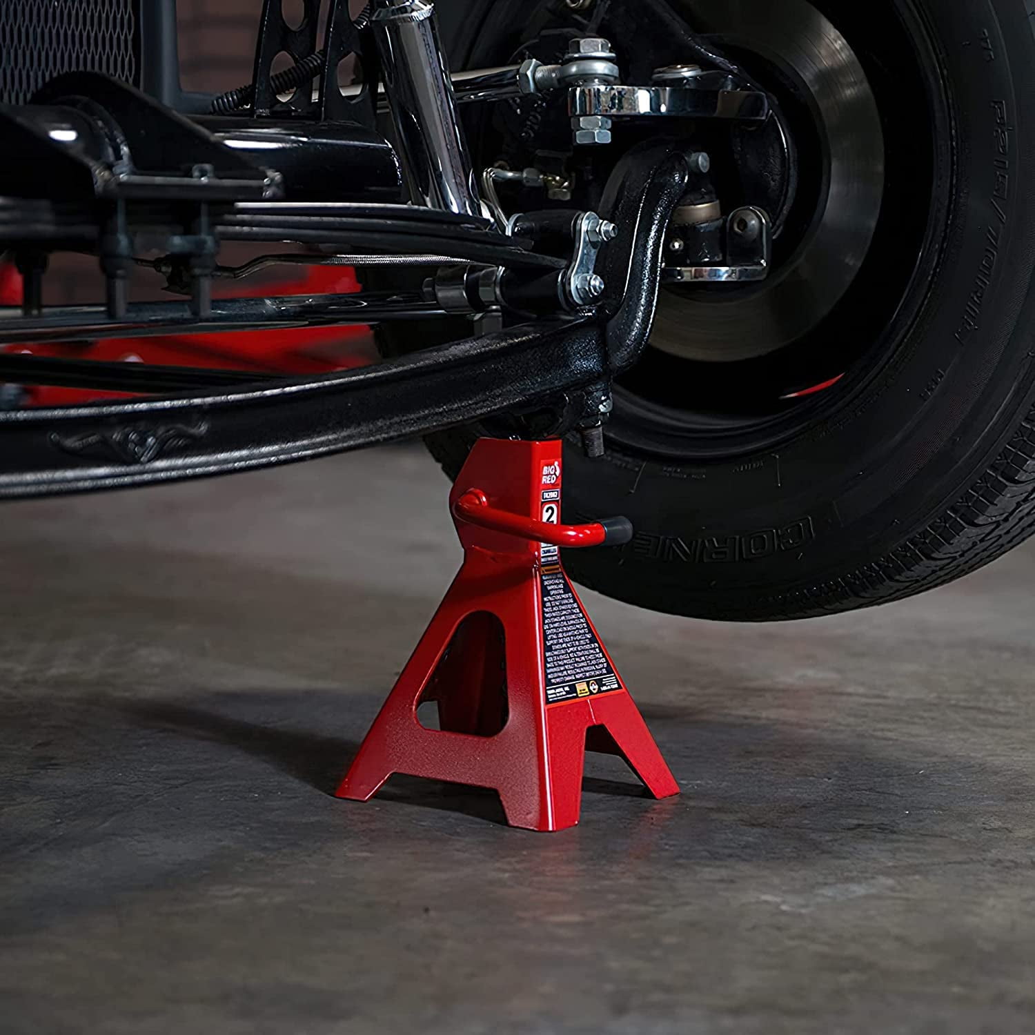 Big Red Steel Jack Stands: 2 Ton (4,000 lb) Capacity Car Jack Stand, Red, 1 Pair, W4202