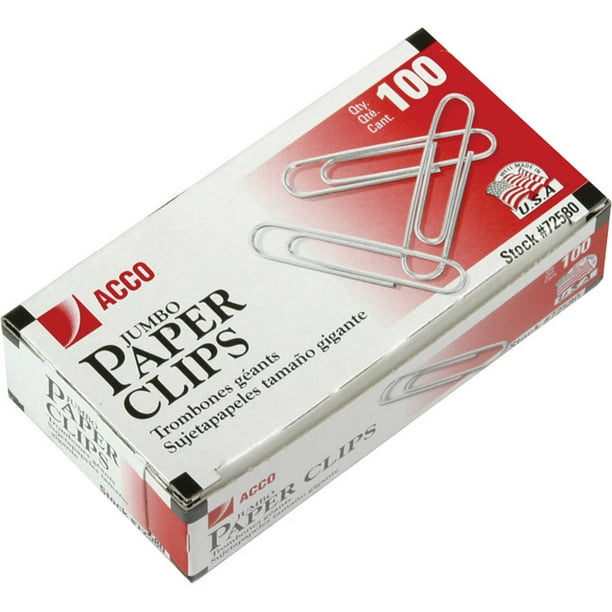 Acco Smooth Paper Clips, Jumbo, 10 packs of 100