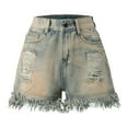 thumbnail image 5 of Sngxgn Women's High Waisted Ripped Stretchy Denim Short Summer Jean Shorts(Blue,XL), 5 of 5