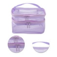 thumbnail image 4 of Unique Bargains 1 Pc Large Capacity Visible Drawstring Makeup Bag for Vacation Travel Mesh Fabric Purple, 4 of 5
