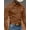 A03-Brown, variant on Men's Denim-Look Casual Long Sleeve Shirt Button Down with Chest Pockets and Bull Skull Art Print Lightweight Versatile Cotton Blend for Outdoor Casual and Streetwear Year-Round