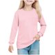 thumbnail image 2 of Cowsor Girl's Crew Neck Solid Color Sweatshirts with No Hood Casual Color Block Long Sleeve Pullover Tops, 2 of 7