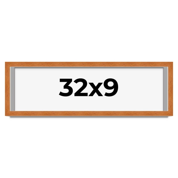 32x9 Shadow Box Frame Brown | 0.875 Inches Deep Real Wood Contemporary Shadowbox Display Frame | UV