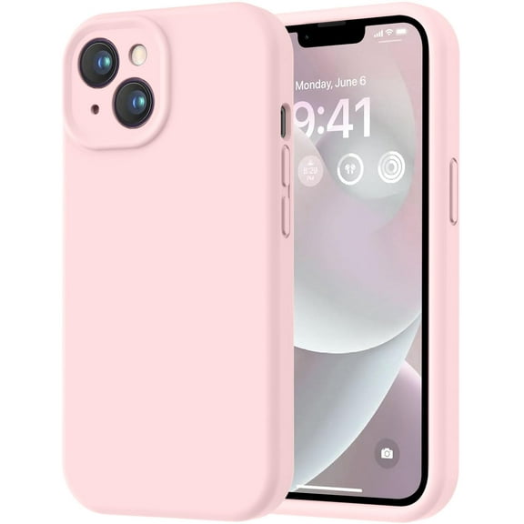 Designed for iPhone 14 Case, Premium Silicone with [Soft Anti-Scratch Microfiber Lining] Shockproof Protective Phone Case for Men Women Girls 6.1", Chalk Pink