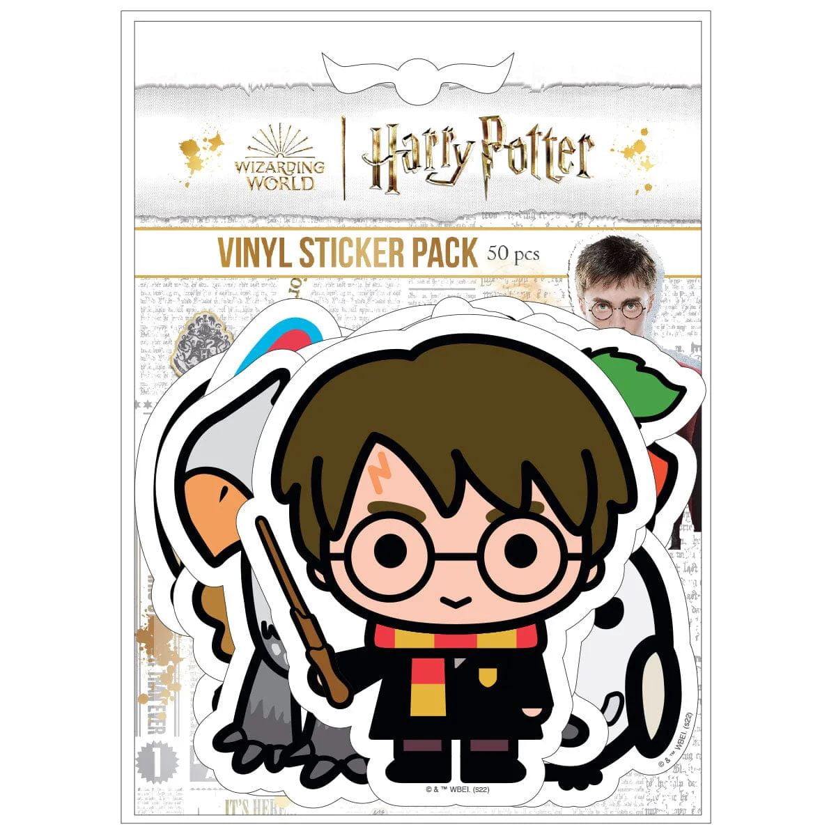 Paper House Harry Potter Sticker & Washi Tape Variety Set – 50 Vinyl Sticker Pack + 3 Rolls of Harry Potter Washi Tape