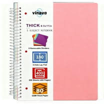 VINAUO Spiral Notebook 8.5" x 11", 5 Subject Notebooks College Ruled with Removable Dividers, 400 Pages 100GSM Thick Spiral Writing Journal for Work , Pink