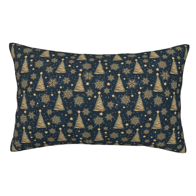 Bingfone Gold Snowflake Christmas Tree for Double-Sided Plush Throw Pillow Cover, Pillow Protector with Hidden Zipper, Cushion Protector Home Decoration (Without Pillow Core)-14"x20"