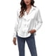 thumbnail image 1 of Top Informal Para Mujer, Blusa De Manga Larga De Seda Satinada Con Botones, Moda Suave Para El Hogar, La Oficina Y Las Citas ANGGREK Blanco XXL, 1 of 5