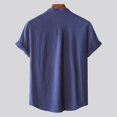thumbnail image 4 of T-Shirts Rétro à Manches Courtes en Lin Uni Couleur Pure Vintage pour Hommes, 4 of 9