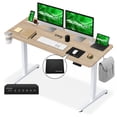 thumbnail image 1 of MotionGrey - Ergo2 Electric Standing Desk with Mousepad, 4-Preset Memory Keypad, 55” x 24” Light Brown Top, White Frame – Adjustable Ergonomic Desk for Home and Office, 1 of 8