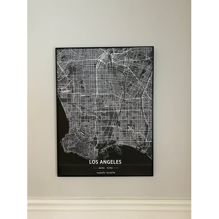 Los Angeles City Print Map Wall Art with Frame