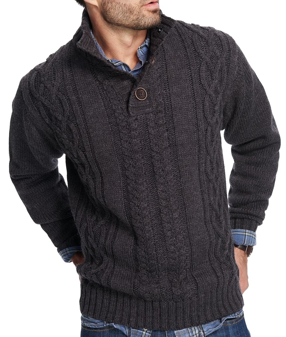 Weatherproof Men Sweater Ribbed Cable 