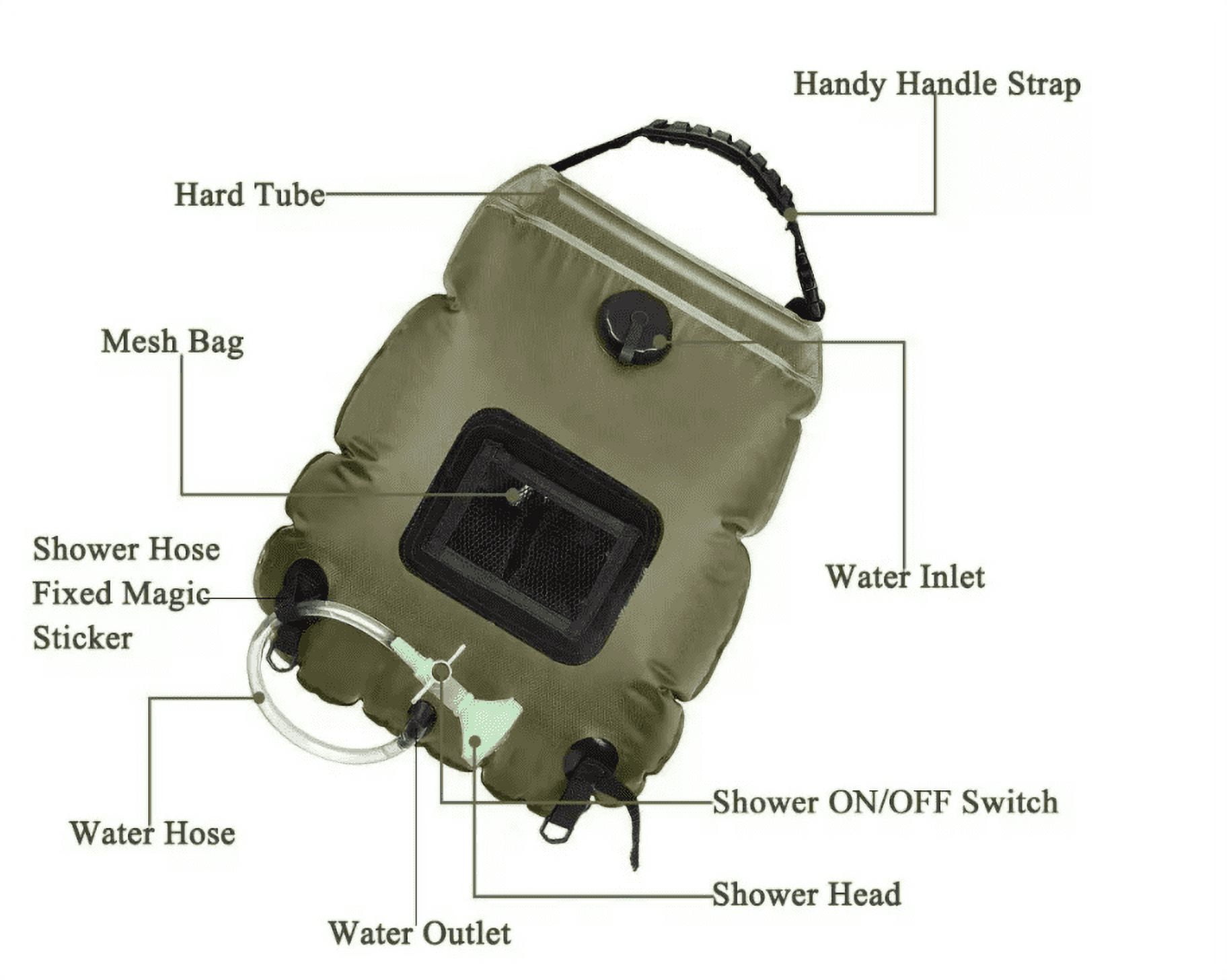 RadBizz Portable Outdoor Camping Shower - 5 Gallon/20 Liter Camp Solar Shower Bag