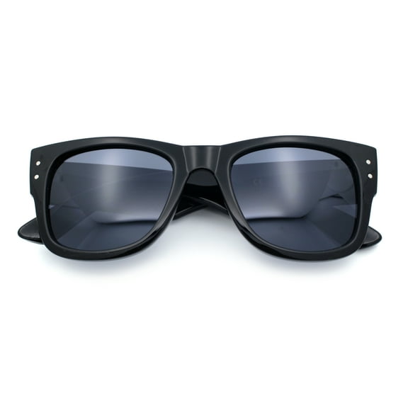 Locs Mens All Black Bold Gothic Logo Horn Rim Plastic Sunglasses