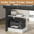 thumbnail image 3 of 2-Tier Desktop Printer Stand with Fabric Drawer, Prtiner Table with Storage Shelf, Desk Organizer for Home Office,3D Printer,Fax Machine,Scanner, 17.3"x11.8" White, 3 of 14