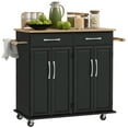 thumbnail image 1 of HOMCOM Kitchen Island on Wheels, Kitchen Cart with Wood Top, 2 Drawers, 1 of 10