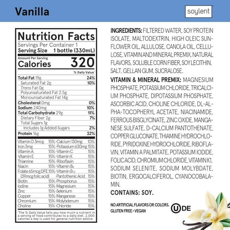 Soylent Vanilla Ready-to-Drink Meal with Coffee, 14 Fl. Oz.