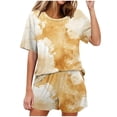 thumbnail image 1 of Conjunto de Pijama de las Mujeres de Moda Casual Color Sólido Casa Manga Corta Cuello Redondo Superior Y Pantalones, Ropa de Salón, 1 of 6