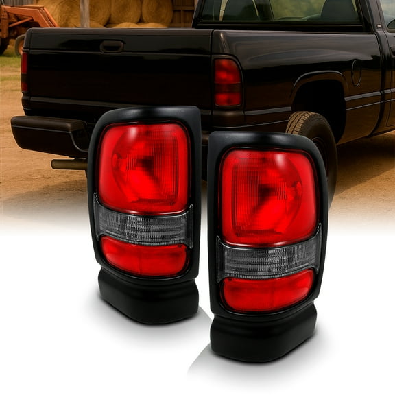 AKKON - For Dodge Ram 1500/2500/3500 Pickup Truck Red Clear Tail Lights Brake Lamp Replacement Pair Left   Right